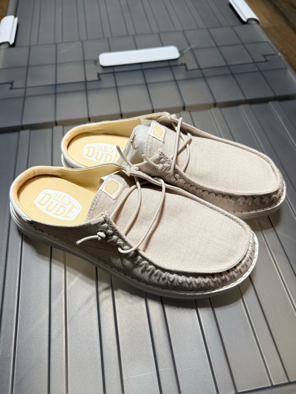 NEW HEYDUDE Women’s Boho Slip-On Shoes Natural/Cream Size 7